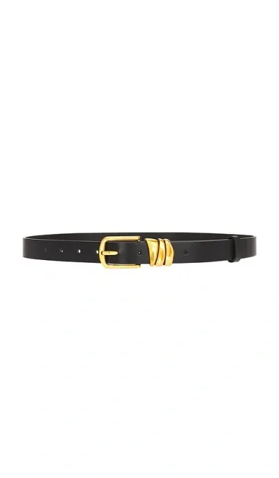 Black Suede Studio Boyfriend Belt In Black & Gold