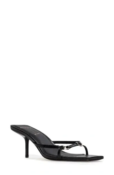 Black Suede Studio Frankie 65 Sandal In Black Crinkled Patent Leather