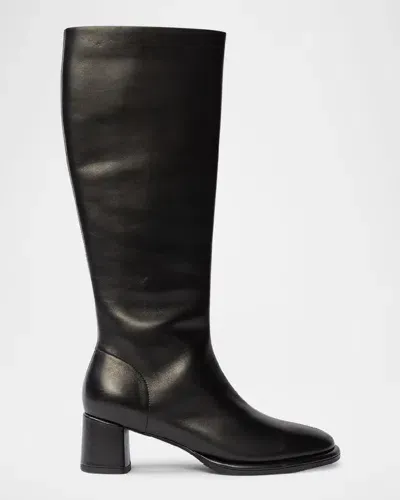 Black Suede Studio Sita Leather Knee Boots In Black