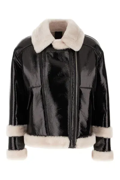 Blancha Black Shearling Jacket In Burro Nero