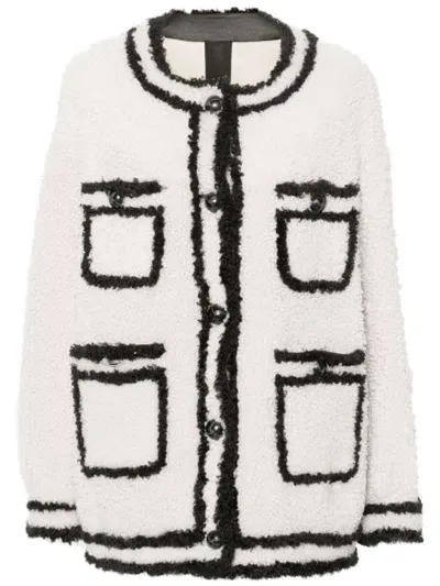 Blancha Single-breasted Shearling Jacket In White