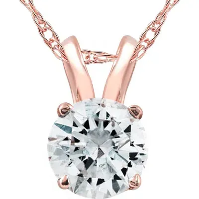 Bliss Diamond 1/2 Ct Lab Grown Solitaire Diamond Pendant 14k Gold Necklace In 14k Rose Gold