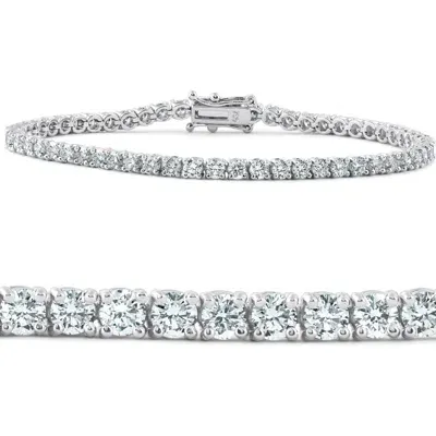 Bliss Diamond 5 Ct Diamond Tennis Bracelet 18k Gold 7" Lab Grown Eco Friendly In 18k White Gold