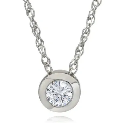 Bliss Diamond 3/8ct Bezel Solitaire Lab Grown Diamond Pendant 14k White Gold