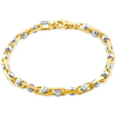 Bliss Diamond Mens Solid 14k Yellow Gold 33 Grams Designed Link 5.5mm Heavy Masculine Bracelet 8.5"