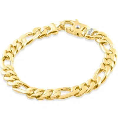 Bliss Diamond Mens Solid 14k Yellow Gold 55 Grams Designed Link 9.5mm Heavy Masculine Bracelet 9"