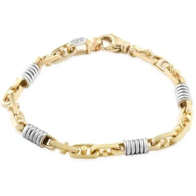 Bliss Diamond Solid 14k Yellow Gold 25 Grams Gold Figaro Link 6mm Heavy Masculine Bracelet 8"