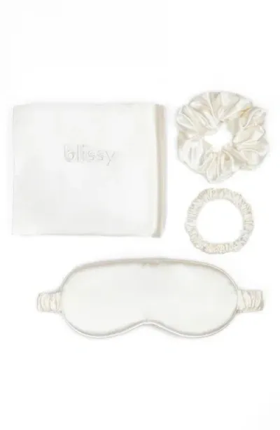 Blissy Dream 4-piece Mulberry Silk Set In Whitednu