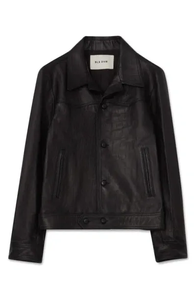 Blk Dnm Leather Jacket In Black Croco