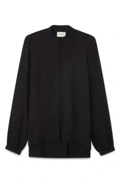 Blk Dnm Mandarin Collar Button-up Shirt In Black