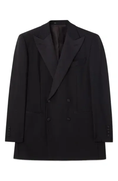 Blk Dnm Solid Wool Double Breasted Blazer In Black Wool Mohair