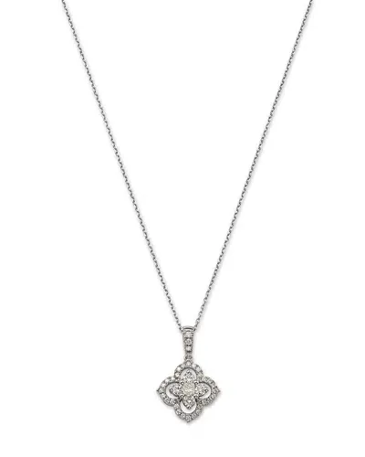 Bloomingdale's Fine Collection Diamond Clover Pendant Necklace In 14k White Gold, 0.50 Ct. T. W