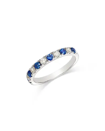 Bloomingdale's Fine Collection Blue Sapphire & Diamond Band In 14k White Gold In Blue/white