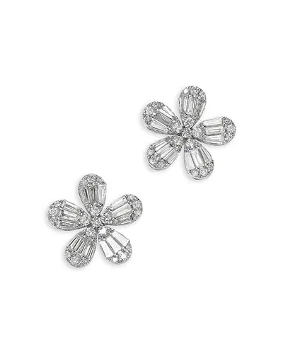 Bloomingdale's Fine Collection Diamond Flower Stud Earrings In 18k White Gold, 1.51 Ct. T. W.