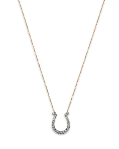 Bloomingdale's Fine Collection Diamond Horseshoe Pendant Necklace In 14k White & Yellow Gold, 0.25 Ct. T. W. In White/gold