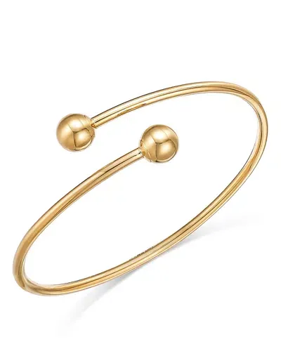 Bloomingdale's Fine Collection Polished Bead End Bypass Bangle Bracelet In 14k Yellow Gold