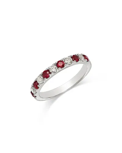 Bloomingdale's Fine Collection Ruby & Diamond Band In 14k White Gold In Red/white