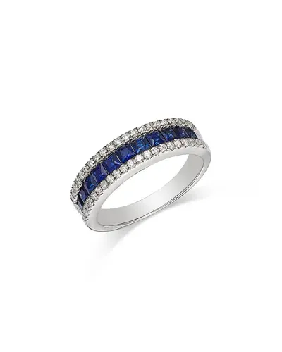 Bloomingdale's Fine Collection Sapphire & Diamond Anniversary Band In 14k White Gold In Blue/white