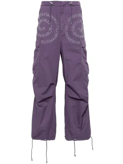 Bluemarble Logo-stud Trousers In Purple