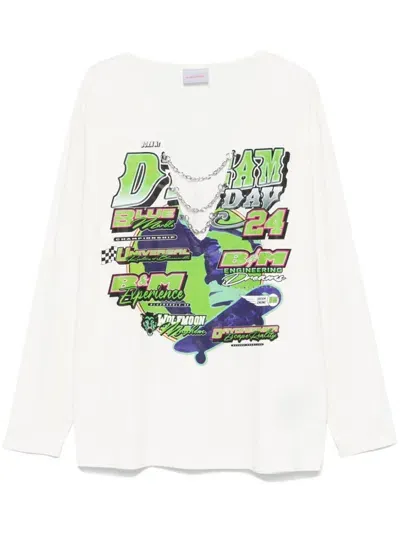 Bluemarble Moto-print & Chain T-shirt In White