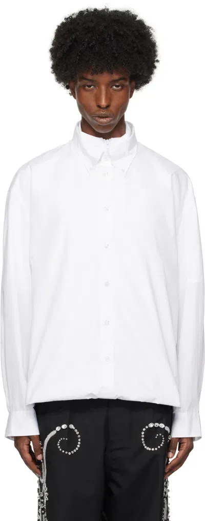 Bluemarble White Double-layered Foldover Long Sleeve Shirt In Wht