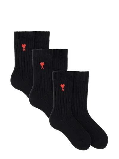 Blumarine De Coeur Logo Intarsia Set Of Three Socks In Wild Dove