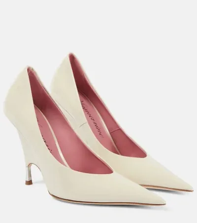 Blumarine Godiva Patent Leather Pumps In White