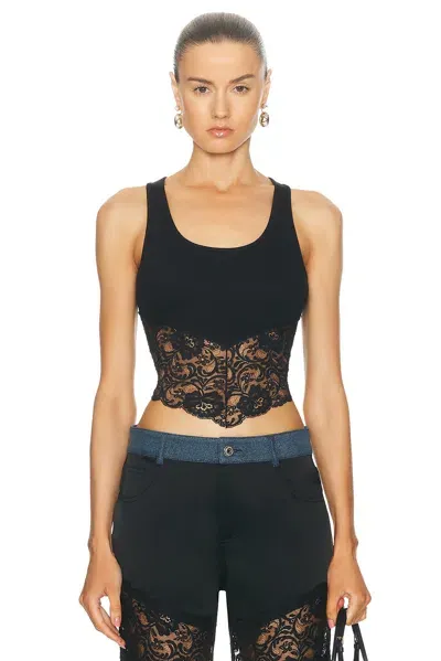 Blumarine Lace-detailed Tank Top In Black