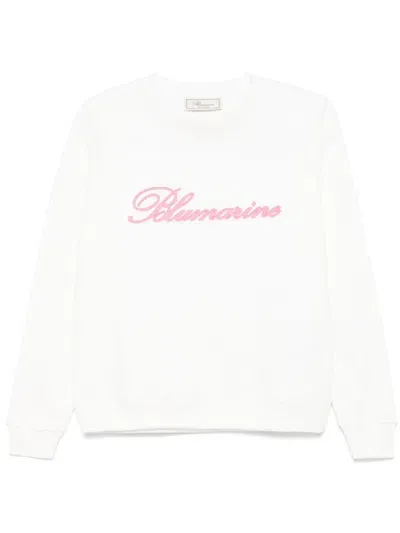 Blumarine Rubberised-logo Sweatshirt In White