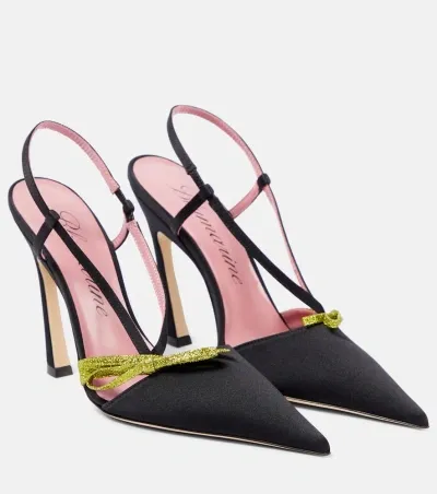 Blumarine Shirley Satin Slingback Pumps In Schwarz