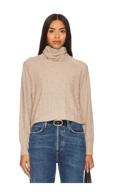 Bobi Long Sleeve Turtleneck In Tan