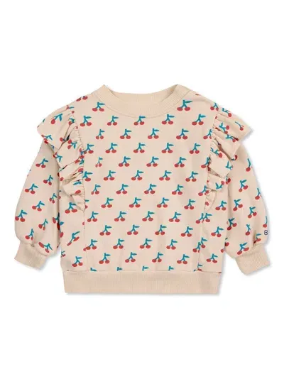 Bobo Choses Baby Cherry All Over Ruffle Sweatshirt In White