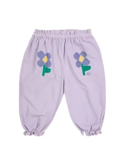 Bobo Choses Flower Print Organic Cotton Pants In Pink & Purple