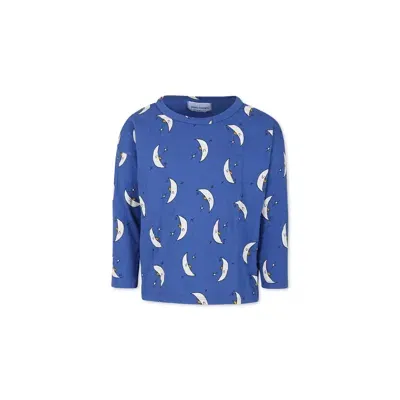 Bobo Choses Blue T-shirt For Kids With Moon Print