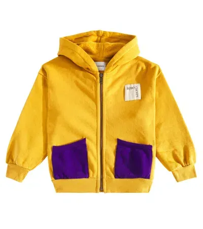 Bobo Choses Kids' Cotton Zip-up Hoodie In Yellow