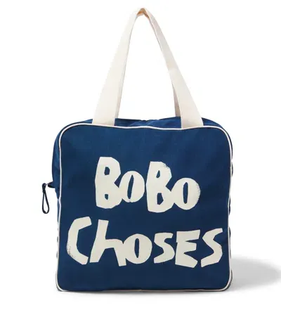 Bobo Choses Kids' Logo Canvas Tote Bag In Blue