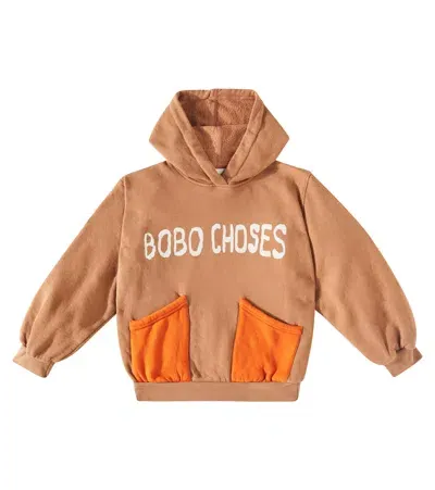 Bobo Choses Kids' Shadow Colorblocked Cotton Hoodie In Braun