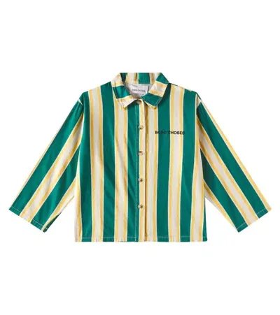 Bobo Choses Kids' Striped Cotton Shirt In Dark Green