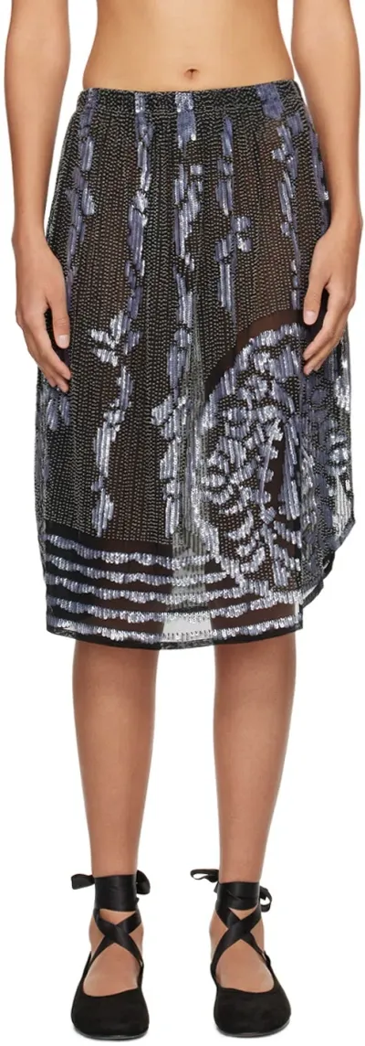 Bode Black Hyatt Midi Skirt In Bkmlt Black Multi