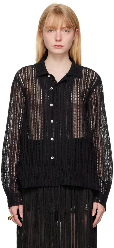 Bode Black Meandering Shirt In Black Black