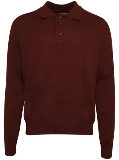 Bode Knitted Cashmere Polo Shirt In Brown