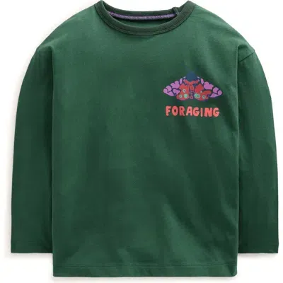 Boden Mini  Kids' Autumn Foraging Long Sleeve Cotton Graphic T-shirt In Jewel