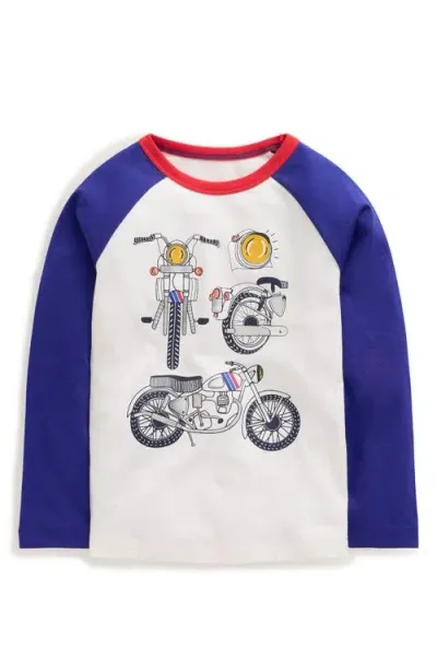 Boden Mini  Kids' Graphic Print Long Sleeve Cotton T-shirt In Mazarine Blue Bikes