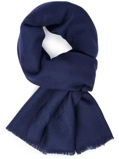 Boggi Milano Woven Wool Scarf In Blue