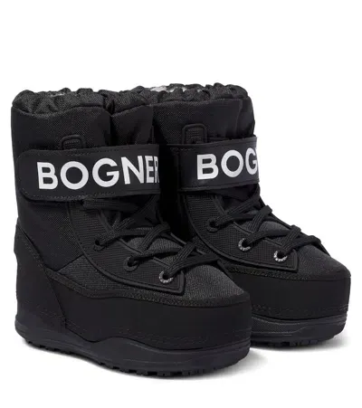 Bogner Kids' Shearling-trimmed Leather Boots In Black