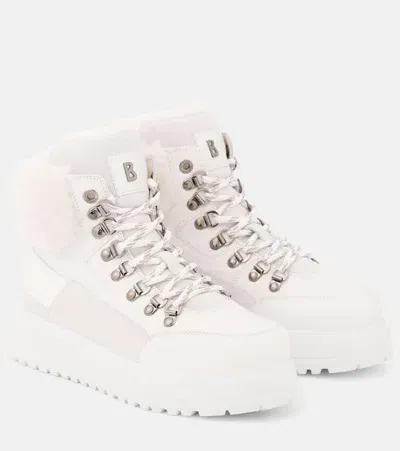 Bogner Shearling-trimmed Leather Boots In White