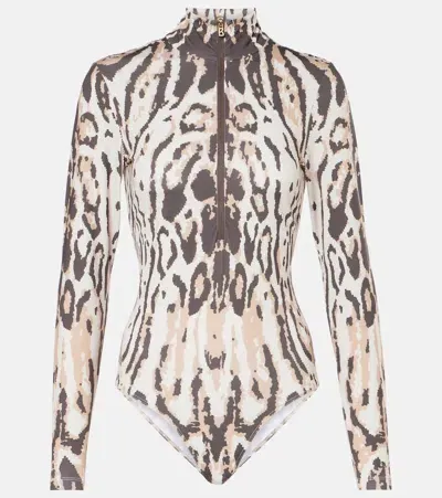 Bogner Viviane Animal-print Jersey Bodysuit In Multicoloured