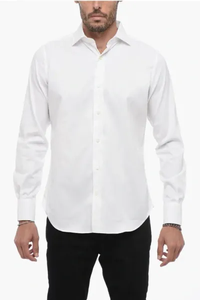 Bolzonella 1934 Spread Collar Solid Color Shirt In White