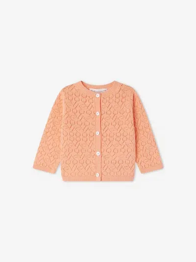 Bonpoint Babies' Clayel Open-knit Cotton Cardigan In Orange