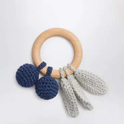 Bonpoint Blue Crochet Rattle In Multicolor